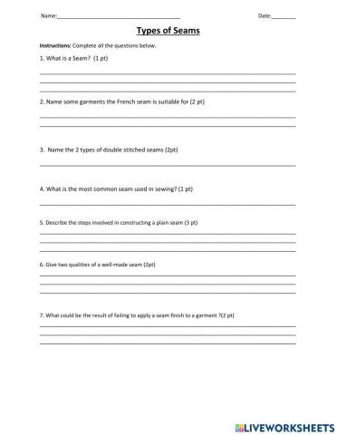 Seams and Seams Finishes