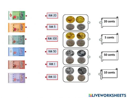Match the money with the correct value