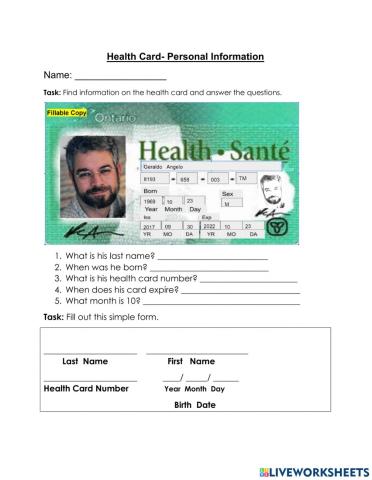 Health Card Information