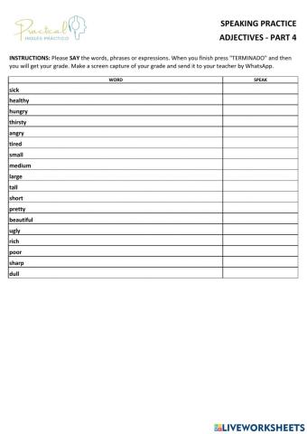 Speaking practice - adjectives - part 4