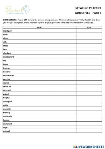 Speaking practice - adjectives - part 6