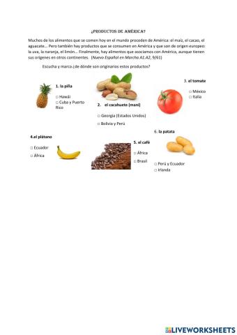 Los alimentos de America Latina