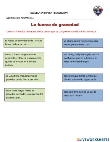 Acción de la fuerza de gravedad