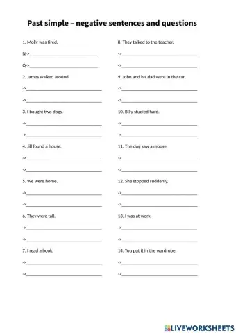 Past simple question and negative sentences