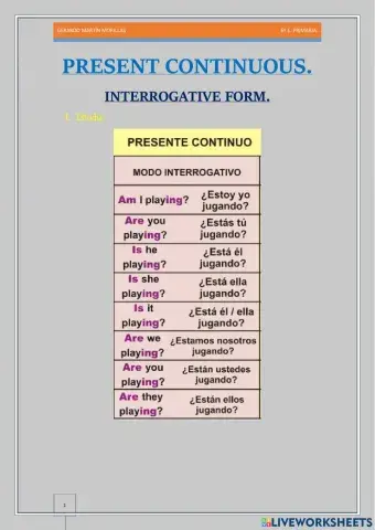 Present continuous. interrogative form.