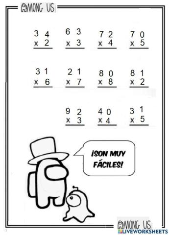 Multiplicaciones sin llevadas