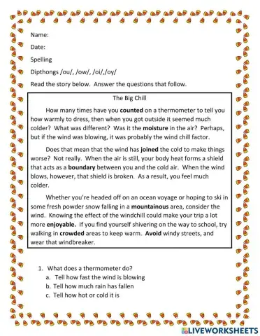 Diphthongs ow ou oi oy