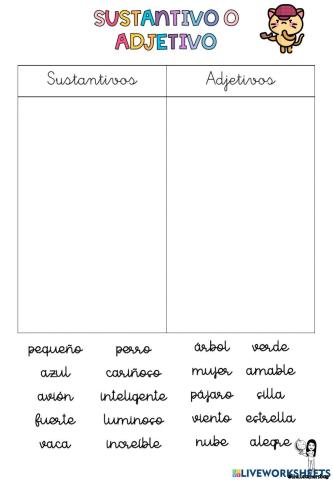 Sustantivos y adjetivos