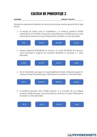 Calculo de porcentaje 2