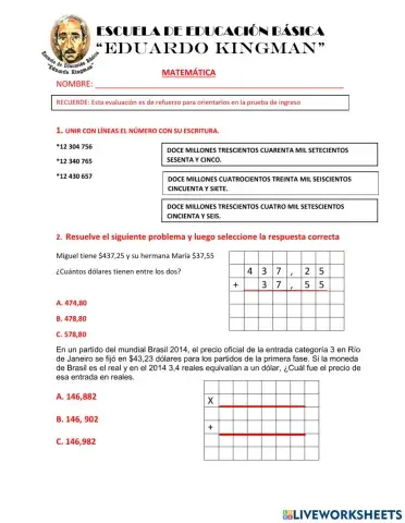 Matemática admisión