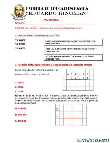 Matemática admisión