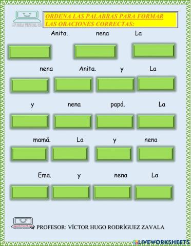 Ordena las oraciones con N