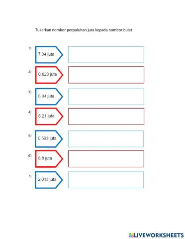 Nombor perpuluhan juta kepada nombor bulat
