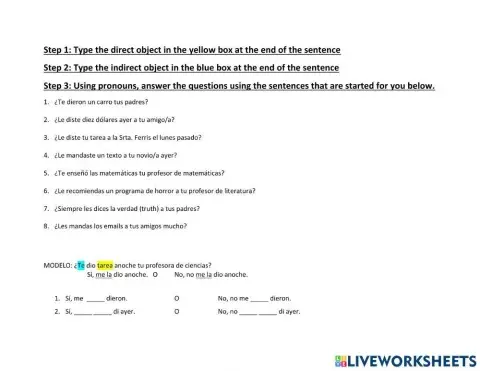Questions and double objects