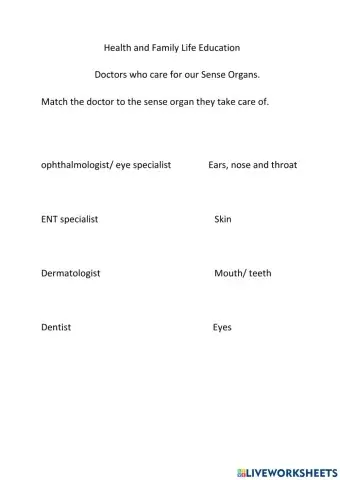 Doctors and the senses they take care of