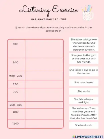 Mariana's Daily Routine