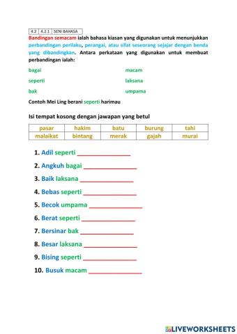 4.2.1 Bandingan Semacam 1 ( Latihan C Mas) ms 45