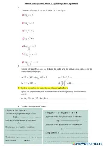 Bloque 4 febrero: logaritmos y funciones logarítmicas