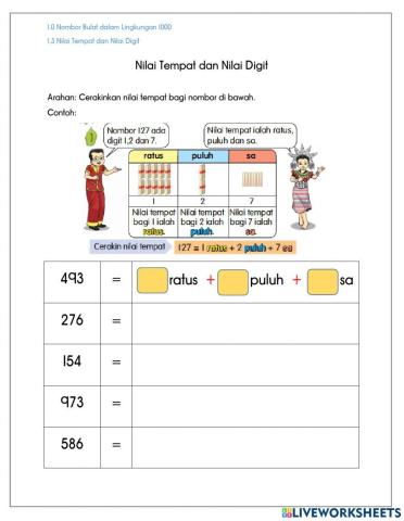 Cerakinkan Nilai Tempat dan Nilai Digit