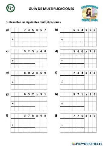 Multiplicaciones con 2 dígitos en el segundo factor