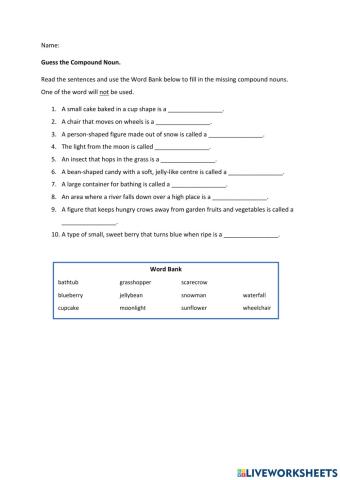 YEAR 6 GRAMMAR: Compound Noun