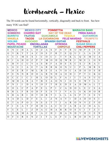 Wordsearch - mexico