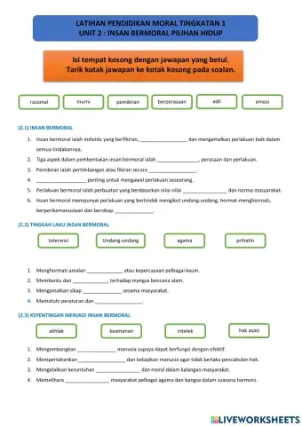 Pendidikan moral tingkatan 1