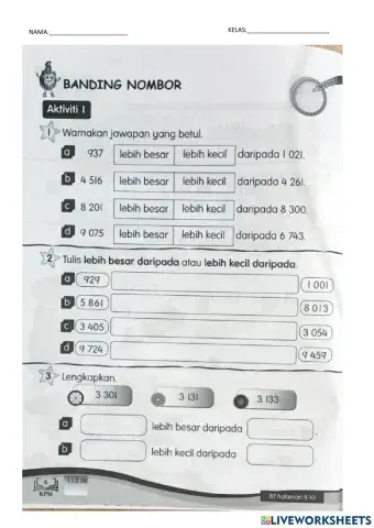 Nombor hingga 10 000 - BANDING DAN SUSUN NOMBOR