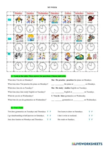 My week - Tim, Jane and Me