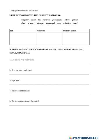 Polite questions-vocabulary