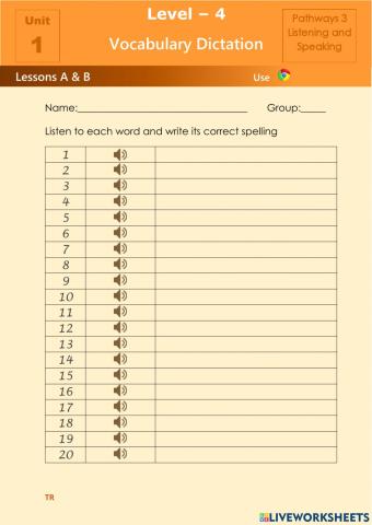 Spelling Test-L4-LS-Unit-1
