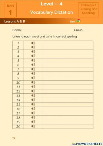Spelling Test-L4-LS-Unit-1