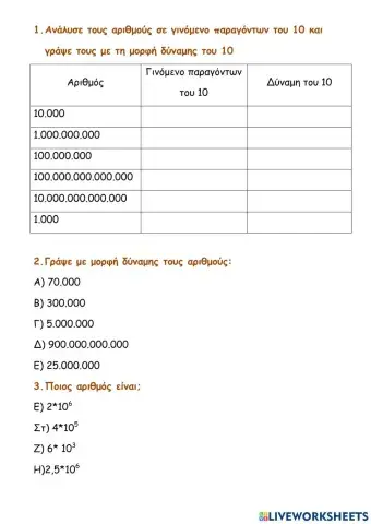 Δυνάμεις του 10