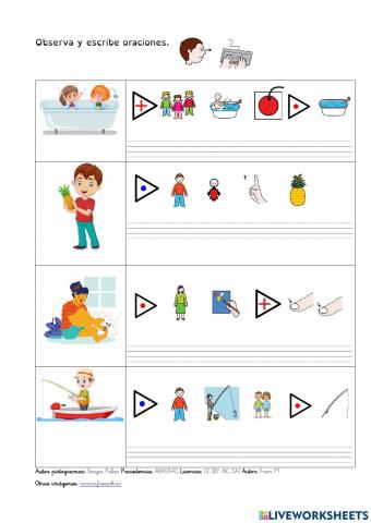 Escribir oraciones con palabras con ñ. (con pictogramas)
