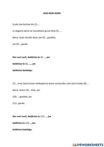 5 abestia. nor nori nork