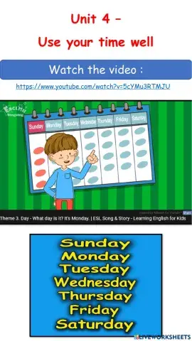 Standard 1 English - unit 4 - use your time well