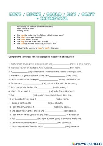 Modal verbs of deduction  in present