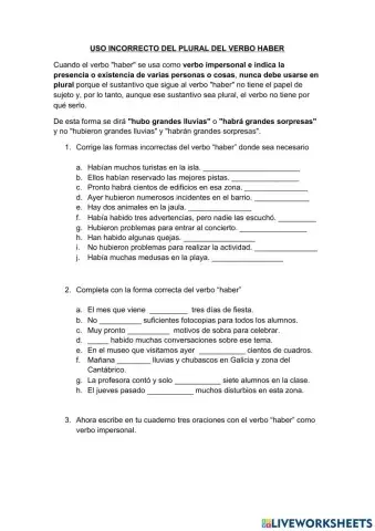 El uso del verbo haber