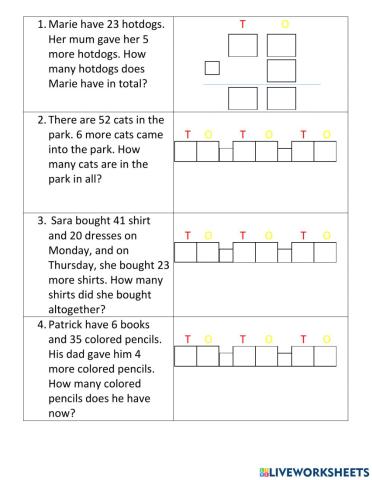 Addition word problem without regrouping