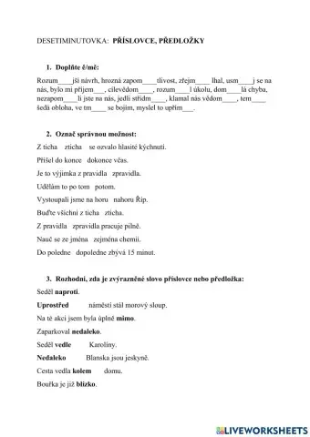 Příslovce, předložky