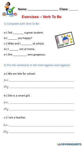 Verb To Be - Exercises