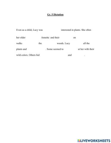 Gr. 5 Dictation
