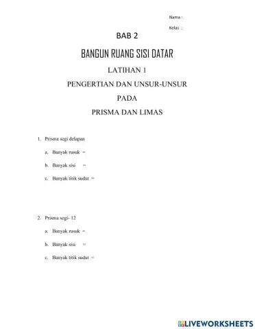 BANGUN RUANG SISI DATAR latihan 1