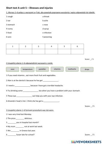 Illnesses and injuries