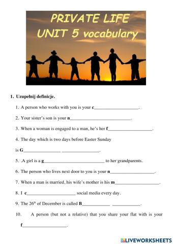 Repetytorium unit 5 - vocabulary