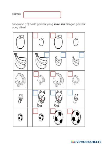 Mengecam saiz yang sama