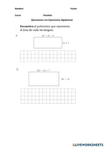 Operaciones de Multiplicación y División Algebraica