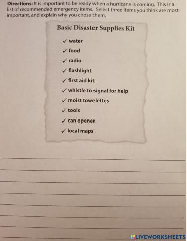 Basic Disaster Supplies