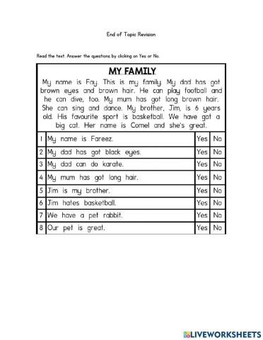 Unit 1: Welcome! Revision