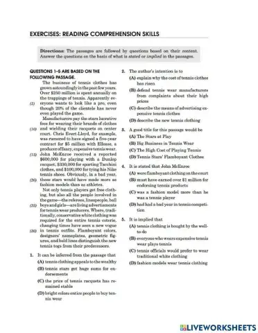 Reading comprehension skills